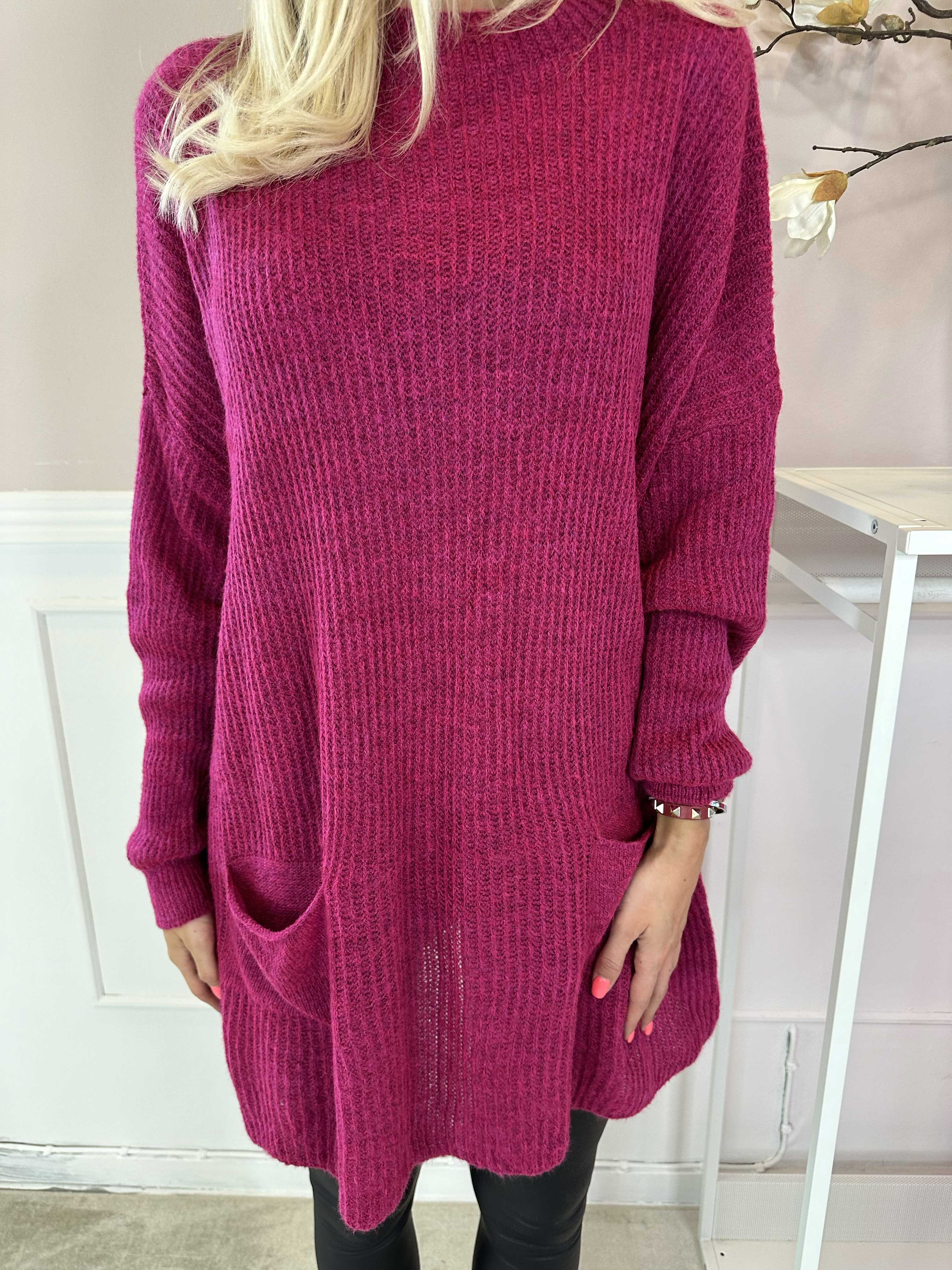 Dakota - Lång stickad blus med fickor